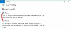 change public network to private windows 10 regedit