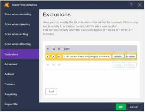 how to whitelist a website in avast